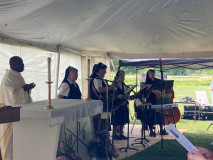 Singing songs of praise to God